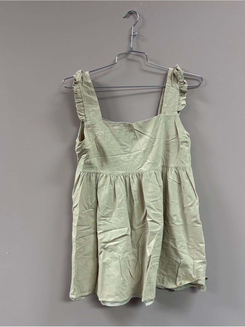 Nasty Gal Collection Beige Ruffleโ Strap Babydoll Top Square Neck Size 8